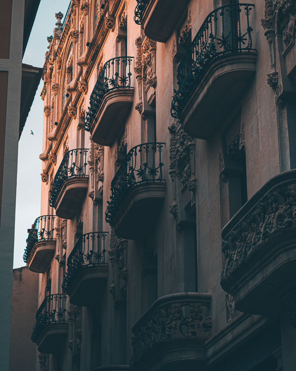 Close up of balconies on a building in Palma de Mallorca